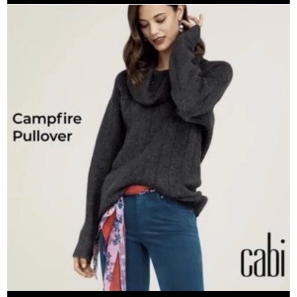 Cabi Women Campfire Pullover Knit Sweater Gray Cowl Neck Size L‎